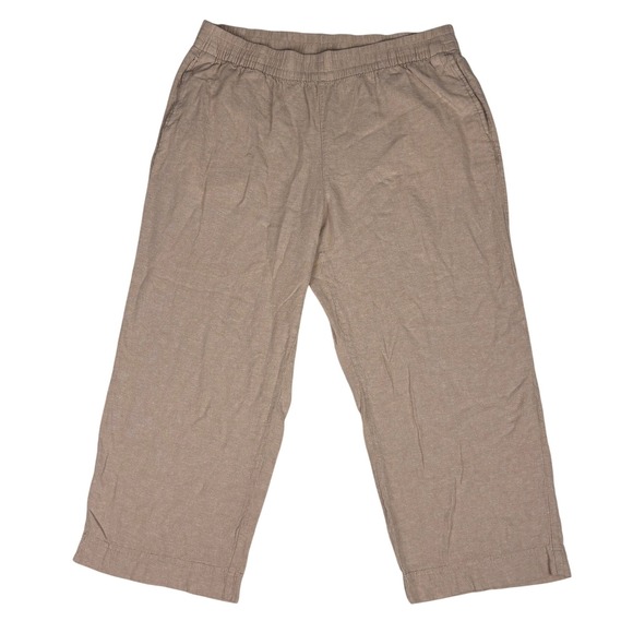 Old Navy Pants - Old Navy Linen Blend Wide Leg Pants XL High Rise Beige Ankle Pull On